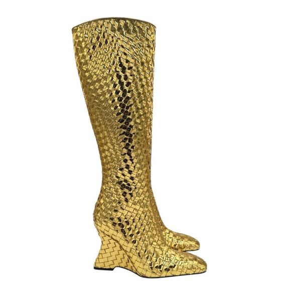 NEW Bottega Veneta Comet Mirror Boot in Gold Size 36 / 6 MSRP $4,500 - Picture 7 of 15